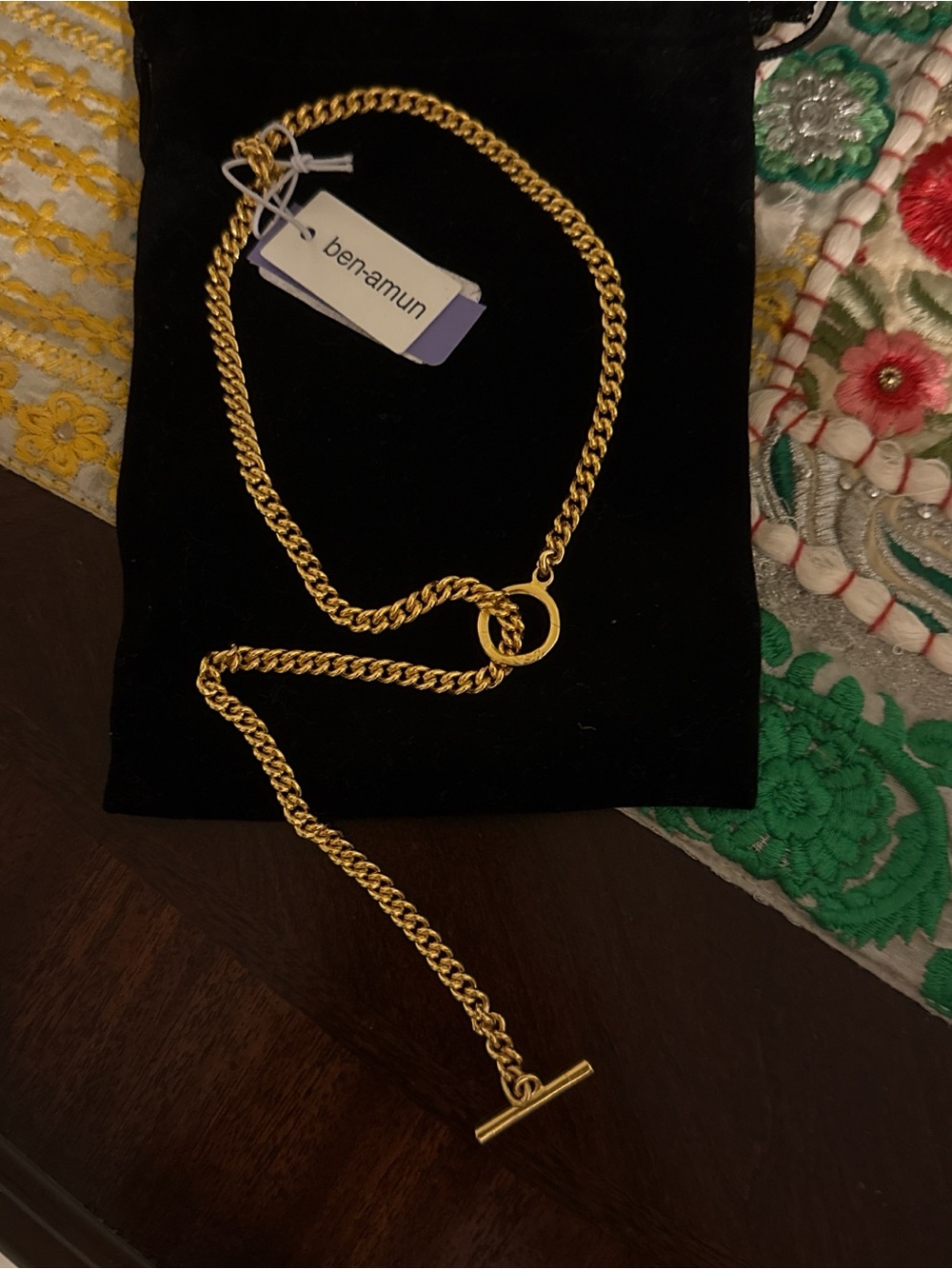 Ben-Amun Gold Tone Toggle-Front Curb Chain Necklace